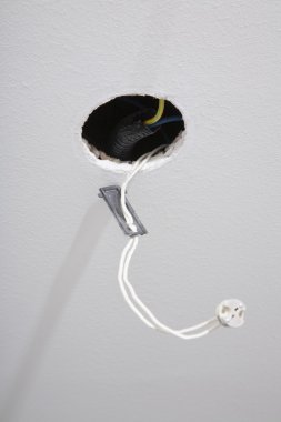 hole with cable for spotlight