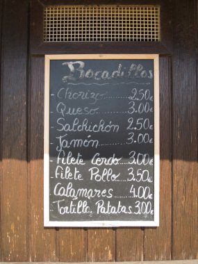 spanish sandwiches menu