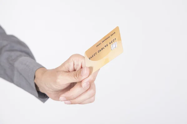 Ofreciendo tarjeta de crédito fondo blanco — Foto de Stock