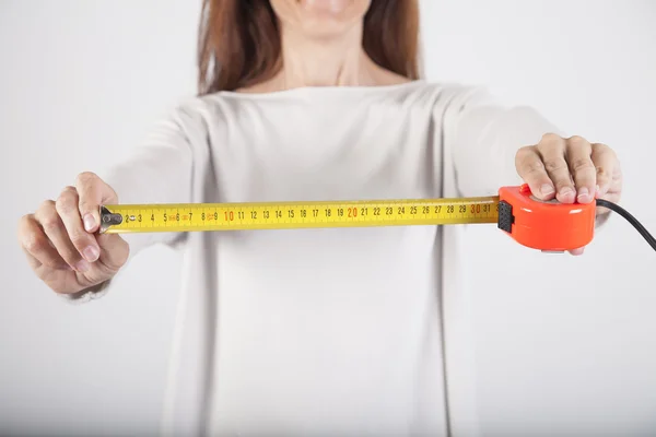 Woman with measure tape — Stock Photo, Image