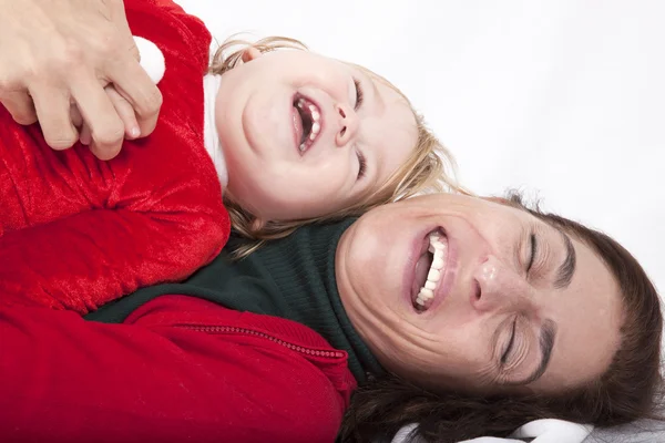 Baby und Mutter Weihnachtsglück — Stockfoto