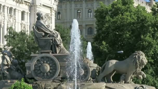 Cibeles-Statue in Madrid Spanien — Stockvideo