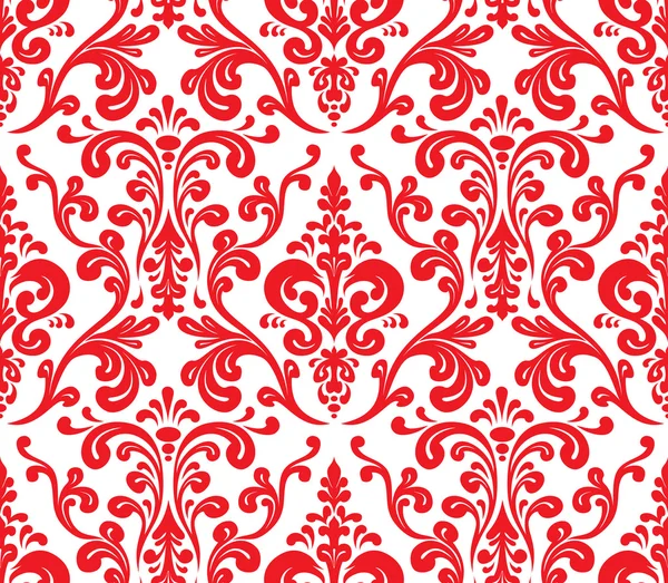 Vector. Patrón de damasco elegante sin costuras. Rojo y blanco — Archivo Imágenes Vectoriales