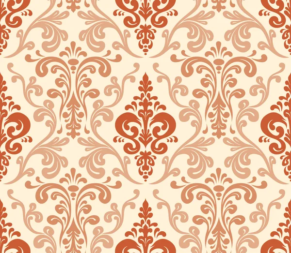 Vector. Naadloze elegante damast patroon. Warme kleuren. — Stockvector