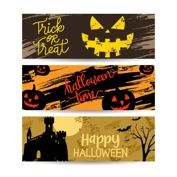 Set Banners Venta Halloween Con Diseño Ilustración Vectorial Decoración — Archivo Imágenes Vectoriales