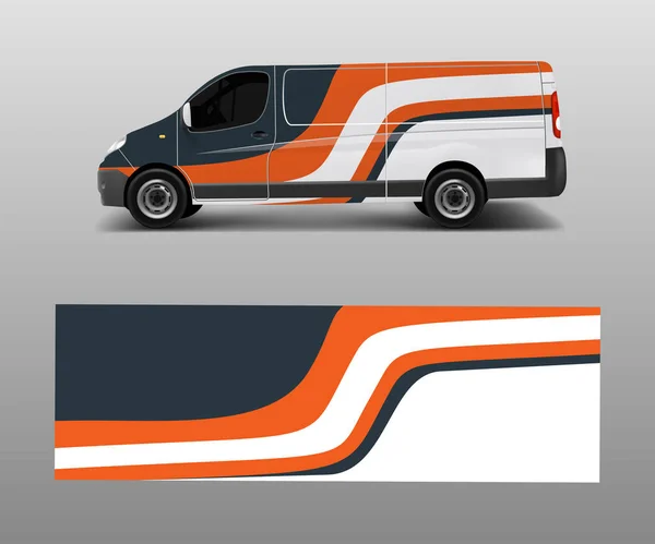 Fahrzeug Decal Wrap Design Ladewagen Vektor Grafische Abstrakte Wellenhintergrund Designs — Stockvektor