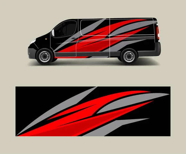 带有绿波形状的货车标记 卡车和汽车包装矢量 包装品牌车辆的图形化抽象条纹设计 — 图库矢量图片
