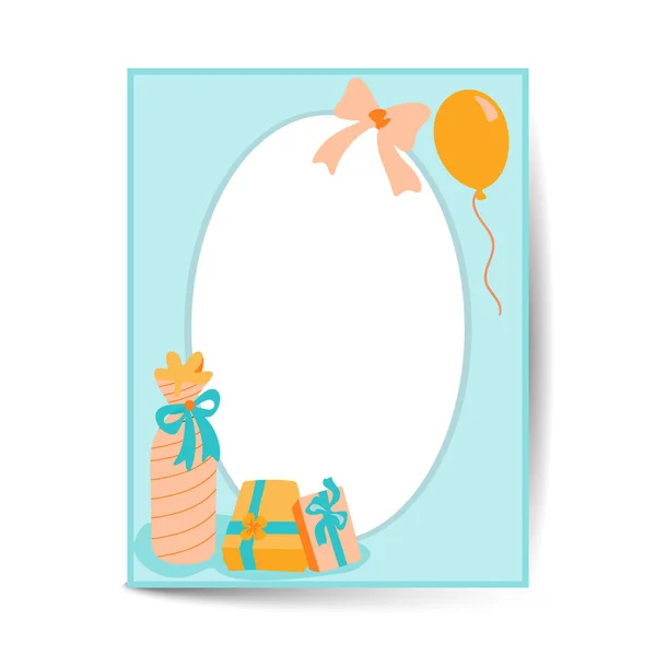 Vector Birthday Card Design Size Circle Frame — Stock Vector