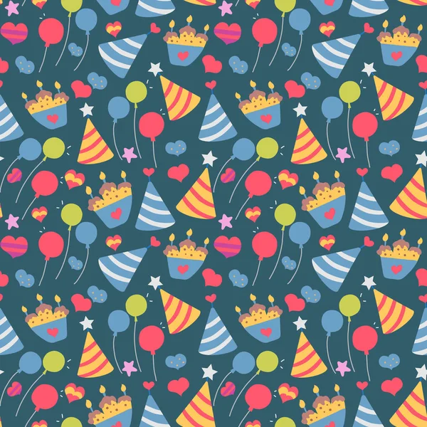 Seamless Cute Balloon Cake Background Pattern Vector — Stock Vector