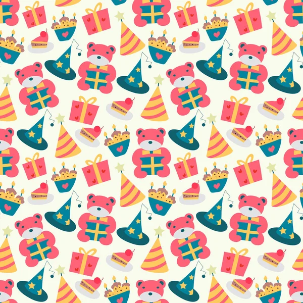 Happy Birthday Pattern Bear Vector — Stock Vector