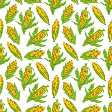 mısır vektörünün kusursuz arka plan vektörü. Menü için arka plan, ambalaj, ambalaj kağıtları, mutfak baskıları, baharat dükkanı