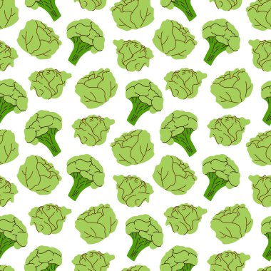 Brokoli ve lahana unsurlu kusursuz sebzeler. Vektör illüstrasyonu