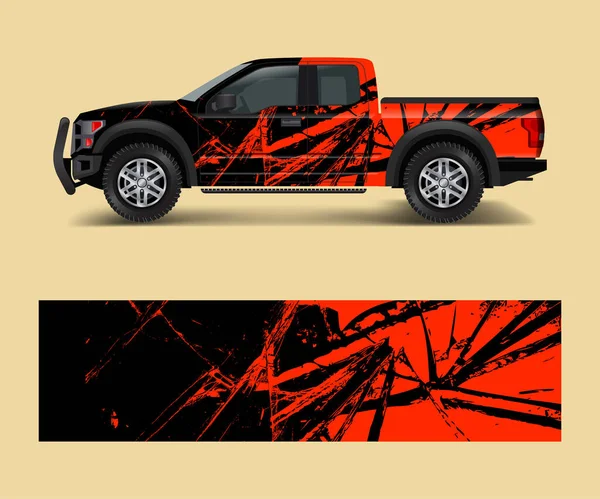 Camion Camion Van Wrap Vecteur Conception Enveloppe Décalcomanie Voiture Graphismes — Image vectorielle