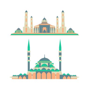 Islamic collection vector illustration mosque in flat design style. The month of Ramadan. Islamic vector element. Illustration of a mosque.