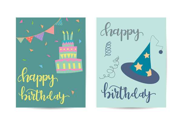 Birthday greeting card. Template with birthday elements.