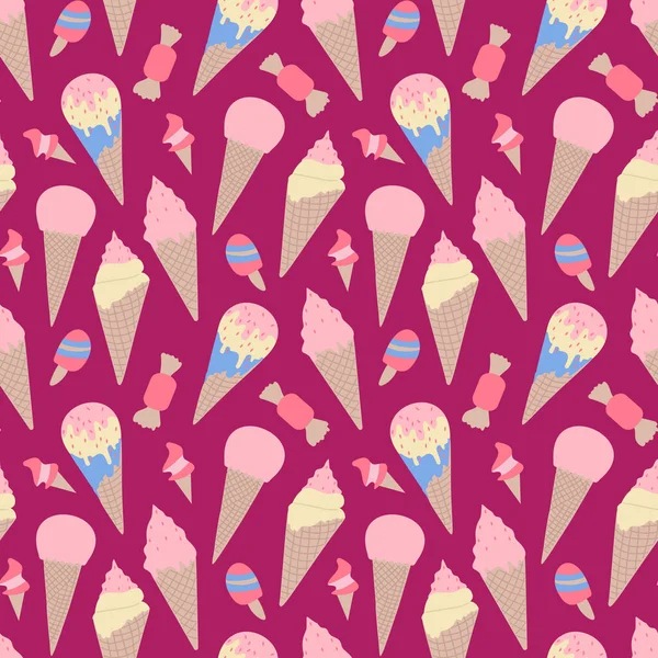 아이스크림은 무미건조 패턴의 배경이다 디자인이나 인쇄용 현대의 스타일의 — 스톡 벡터