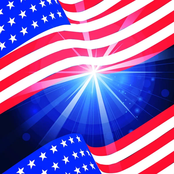 Illustrazione Della Bandiera Americana Sventolata Giorno Dell Indipendenza — Vettoriale Stock