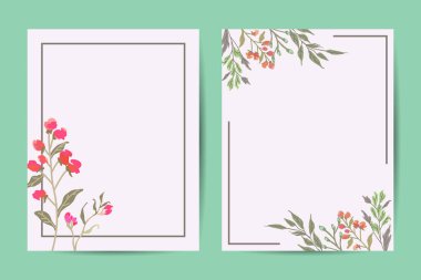 Vektör yeşillik kartı tasarımı: Orman eğreltiotu yapraklı okaliptüs dalı yeşil yapraklar yeşillik sarı böğürtlen çerçevesi. Düğün davetiyesi poster davetiyesi Suluboya el çizimi sanat illüstrasyonu