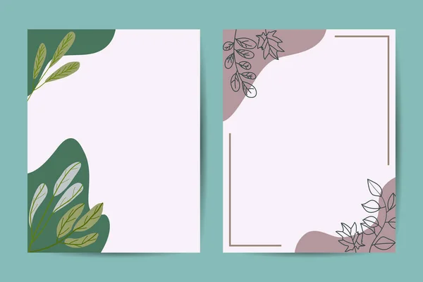 花の背景にバナー 結婚式の招待状 モダンなカードデザイン 装飾花とハーブの要素で設定された日付カードテンプレートを保存します ヴィンテージ植物 第10話 — ストックベクタ