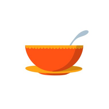 çorba kasesi düz tasarım vektör çizimi