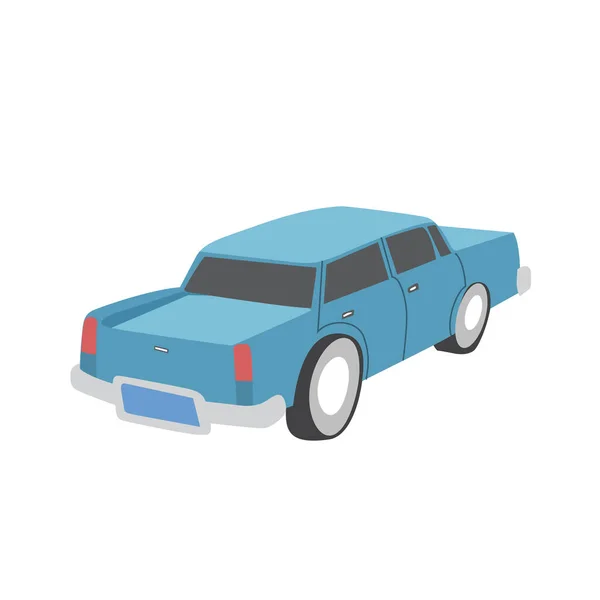 Blue Old Retro Car Flat Design Vector Illustration — Vettoriale Stock