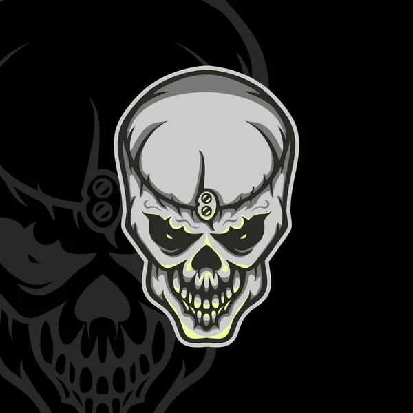 Cráneo Enojado Vector Diseño Ilustración Plantilla Diseño Del Logotipo Mascota — Vector de stock