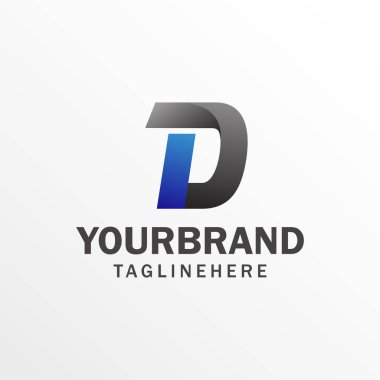 İki renk harfli zarif alfabetik sembollerin vektör grafikleri D harfi logo tasarım şablonu.