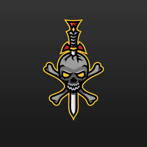 Sword Skull Vector Icon Illustration Mascot Logo Design Template — Stock Vector