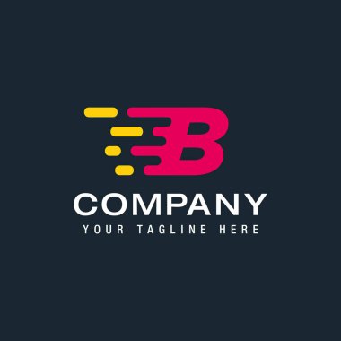 Teslimat servisi logosu olan B harfi, Hızlı, Hızlı ve Hızlı, Şirket kimliğiniz için Dijital ve Teknoloji