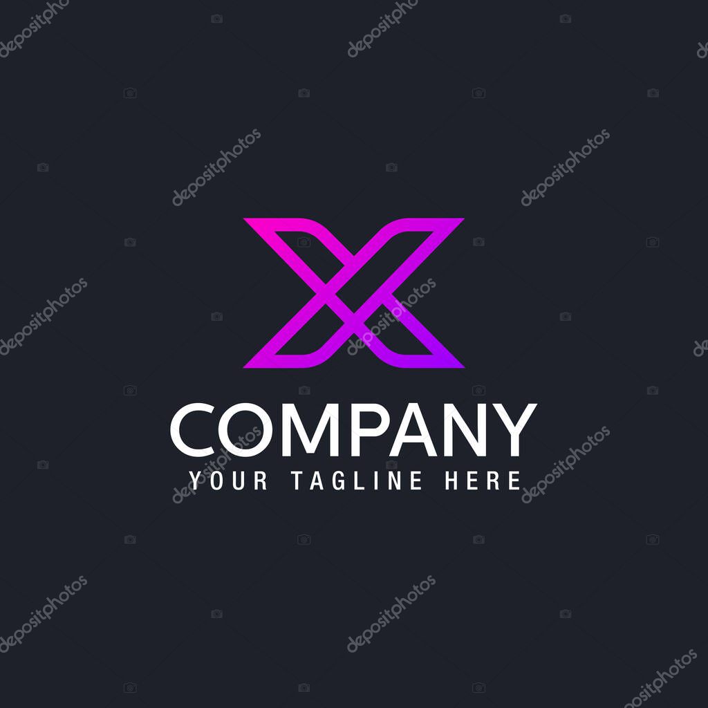 Vector graphic creative line alphabet symbol Letter X Vector illustration logo design template