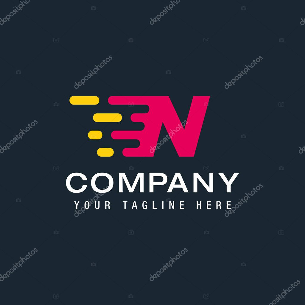 Letter N with Delivery service logo, Fast Speed, Moving and Quick, Digital and Technology for your Corporate identity