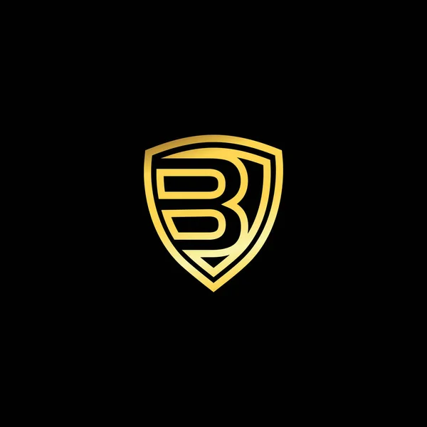 Disegno Del Logo Dello Scudo Oro Lettera Logo Metallo Oro — Vettoriale Stock