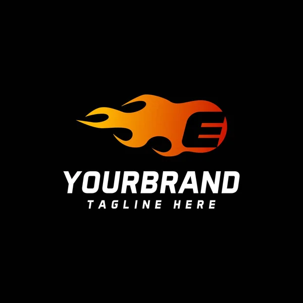 Lettera Fiamma Logo Design Logo Antincendio Lettering Concept Vector — Vettoriale Stock