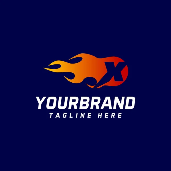 Templat Desain Logo Letter Dengan Elemen Api - Stok Vektor