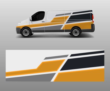 Araba çıkartma minibüsü tasarımları. Tasarım şablon vektörünü sar.