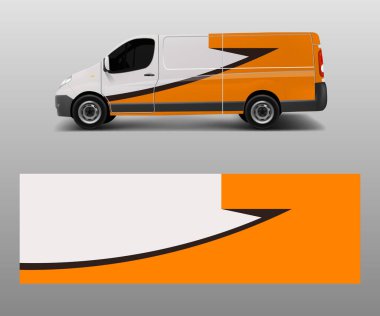 Paket araç, yarış arabası, marka arabası için grafiksel soyut dalga tasarımları. Kamyon ve kargo kamyoneti paketleme vektörü al.