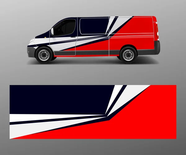 Vetor Modelo Design Van Wrap Com Formas Onda Decalque Envoltório — Vetor de Stock