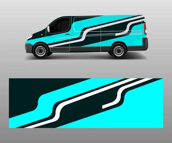 Van Wrap Design Template Vector Wave Shapes Decal Wrap Sticker — Stock Vector