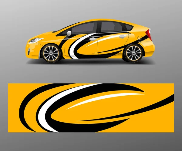 レースカーラップ 会社の車のラップ ステッカー デカールテンプレートデザインベクトル用の抽象的なストリップ形状 — ストックベクタ