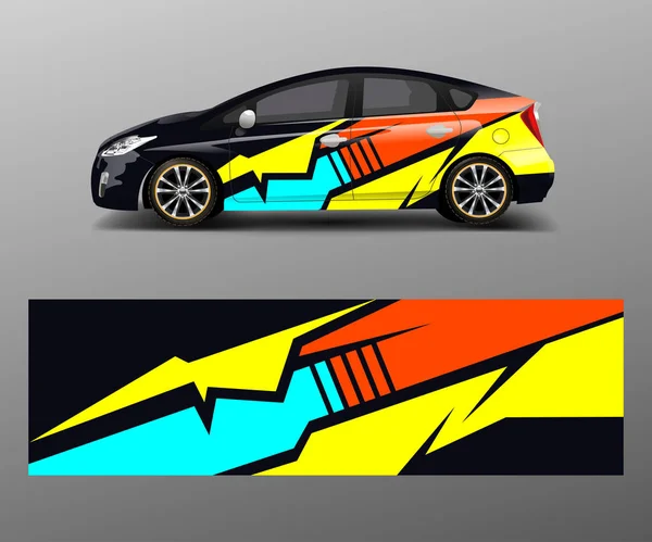 会社ブランド車のデカールラップデザインベクトル グラフィック抽象的な形状設計会社の車 — ストックベクタ