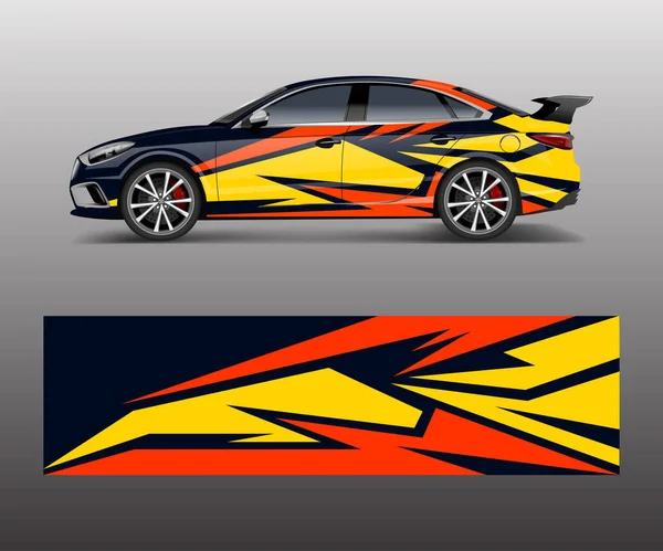 スポーツカーレースラップデザイン ベクトル デザイン 抽象的なスポーツカーラップデザインのためのレーシンググラフィックベクトル — ストックベクタ