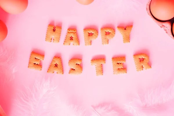 Feliz Páscoa em fundo colorido — Fotografia de Stock