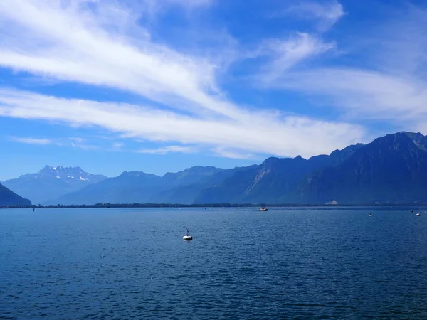 stock image Beauty Lake Geneva at Montreux city in Switzerland