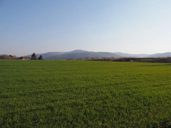 Grass Silesian Beskid Mountains Range Seen Sport Airfield European Bielsko — 스톡 사진