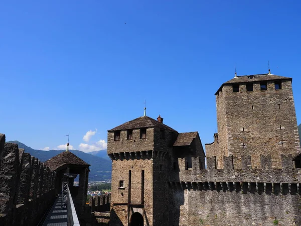 View Montebello Castle European Bellinzona City Capital Canton Ticino Switzerland — ストック写真