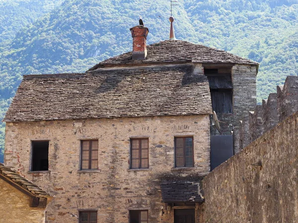 Bouw Van Het Kasteel Montebello Europese Stad Bellinzona Hoofdstad Van — Stockfoto