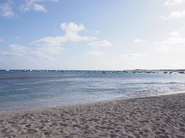 Beach Fishing Boats Atlantic Ocean African Santa Maria Town Sal — Φωτογραφία Αρχείου