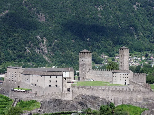 Monumentální Hradní Grande Evropském Městě Bellinzona Hlavním Městě Kantonu Ticino — Stock fotografie