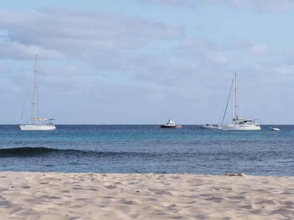 Яхти Атлантичному Океані Ландшафти Африканському Острові Сел Кабо Верде Горизонтна — стокове фото