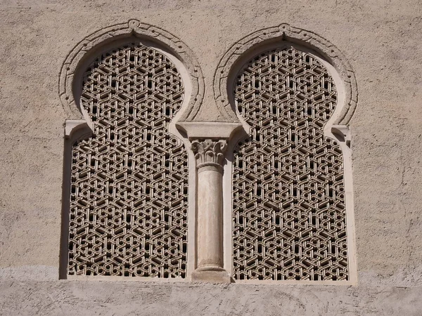 Medieval Bifora Window Palace European Saragossa City Aragon District Spain — Φωτογραφία Αρχείου